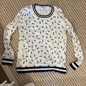 J. Crew Ivory and Navy  Pineapple. Patterned sweater